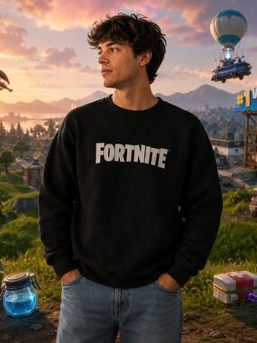 Unisex Fortnite  Black Logo Crewneck Sweatshirt